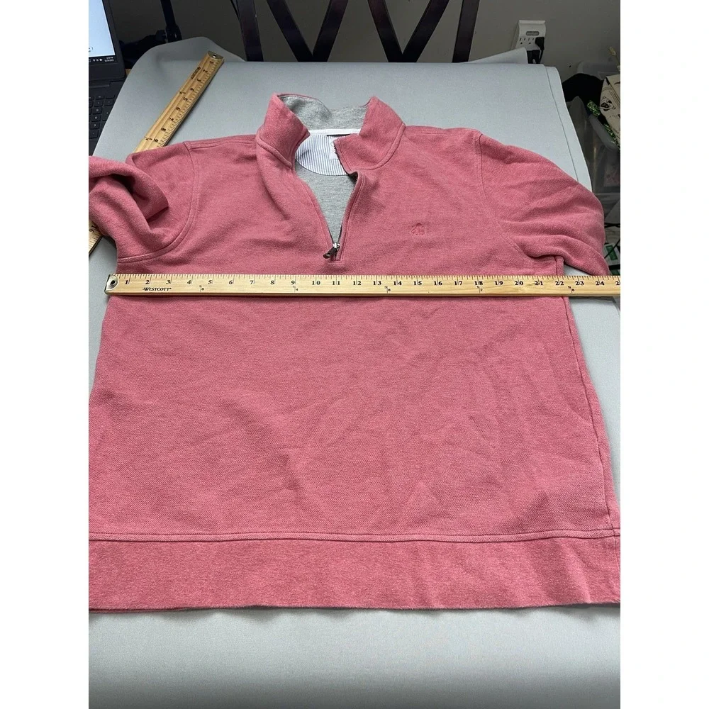 Brooks Brothers Mens Pullover Large Pink 1/4 Zip Long Sleeve Preppy Golf Coastal